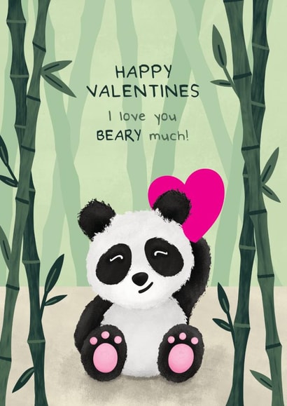Cute Panda Valentines Day Card created by Bev O'Connor || @oconnordesign