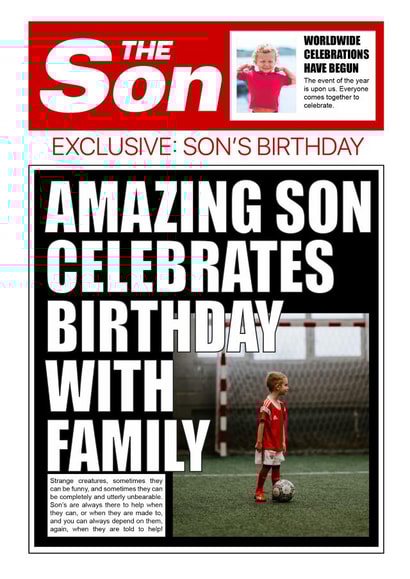 News son Birthday Personalised Photo Card 22036 created by Rosewood Design