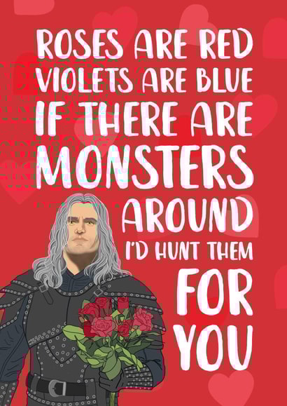 Roses Are Red The Witcher Valentine's Day Card created by The Cake Thief
