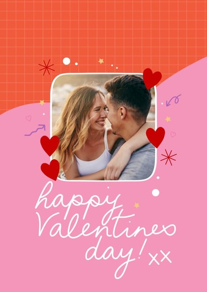 cute hearts Valentines Day Personalised Photo Card 20118 | thortful