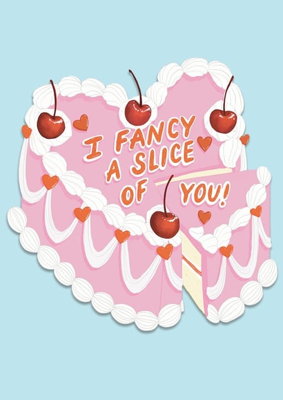I Fancy You Cake pun Valentines Card created by The Stylist Illustrates