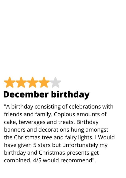 December star rating birthday card  created by original fox designs