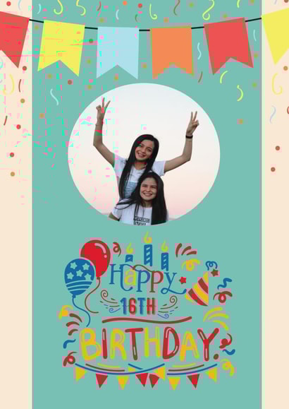 confetti balloons Birthday Personalised Photo Card 22075 created by Exquisite Studio