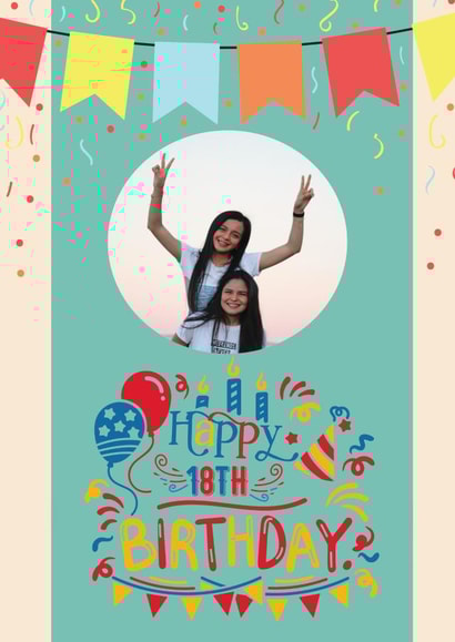 flags confetti Birthday Personalised Photo Card 22078 created by Exquisite Studio