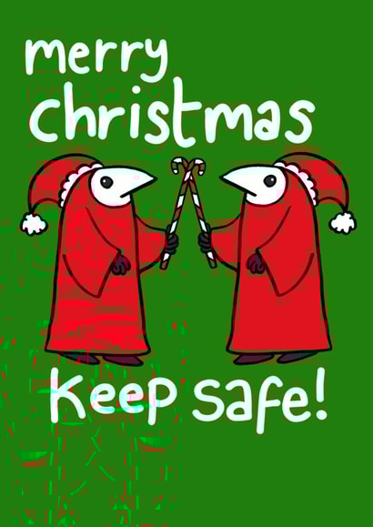 Plague Doctor Christmas Card Covid 2021 created by Chess Pearson