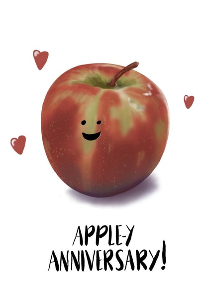 Apple-y anniversary card created by Cheerful Sheep