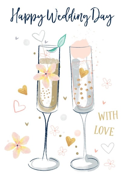 Happy Wedding Day with love - Champagne wedding card created by Katie Phythian Design