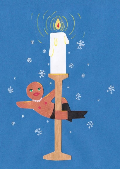 Werk It - Gingerbread - Pole Dancer - Pole Dancing - Candle Light - Funny - Modern - Kinky - Christmas Card created by Cmorris_art