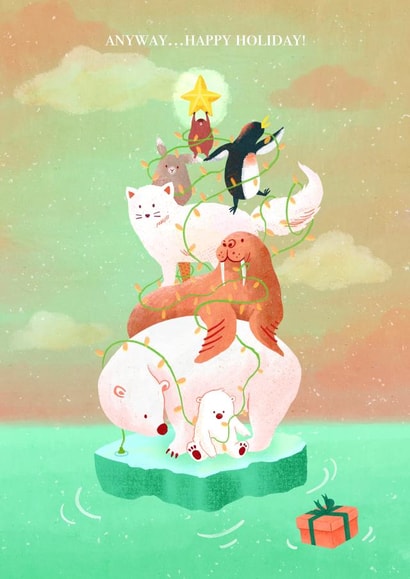 Global warming Christmas with arctic animals created by Phoebe Cho
