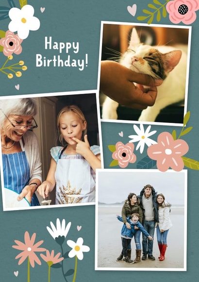 flowers family Birthday Personalised Photo Card 11848 created by Evie Garnett Designs