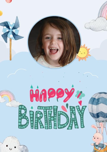 Child windmill Birthday Personalised Photo Card 22082 created by Exquisite Studio