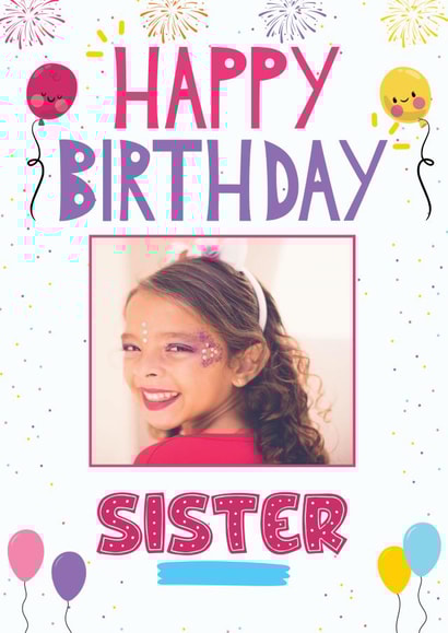 sister balloons Birthday Personalised Photo Card 22084 created by Exquisite Studio