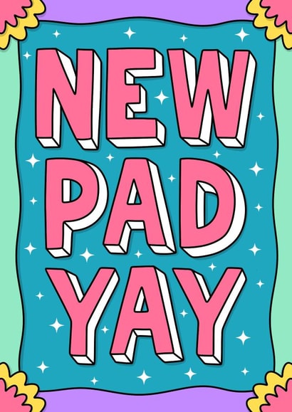 Cool Contemporary New Home Card - Pad - New Pad Yay created by Wafflemamaart