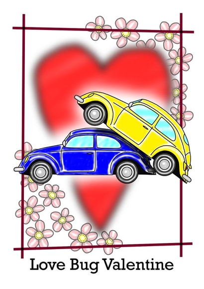 Beetle Valentine card created by Nick Le Sueur Designs