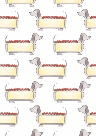 Cute Dachshund card - sausage dog pattern print - send a smile - just to say created by Bonny Shatwell
