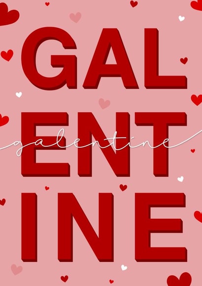 Heart print best friend bestie galentine’s day card created by The Girl Next Draw Cards