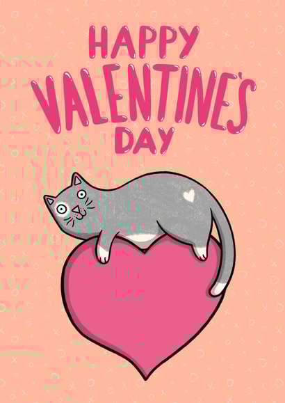 Valentine's Day - Cute Cat on a Heart created by Drawn to Cats