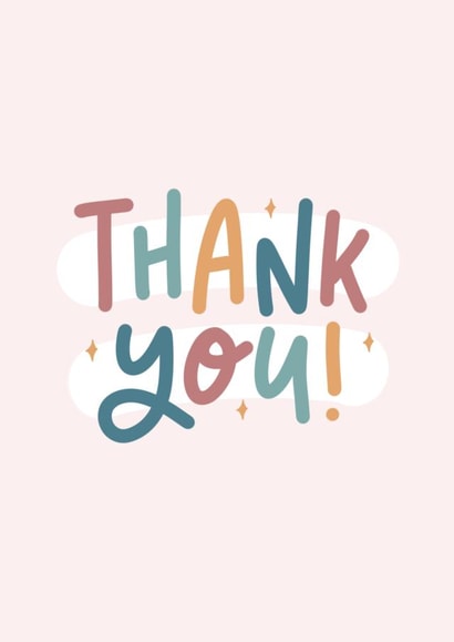 Colourful thank you card created by The Lettering Tree