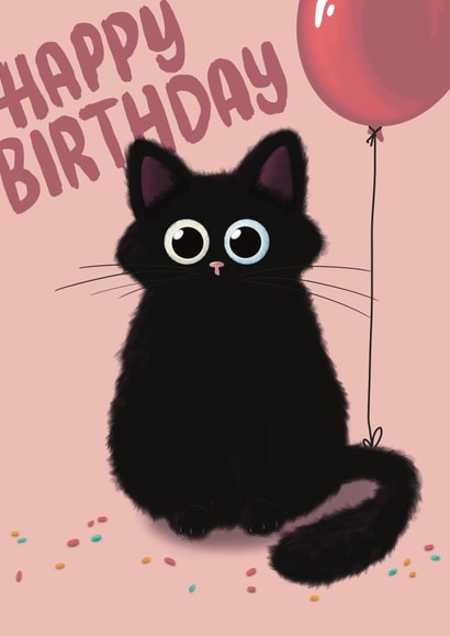 Cute black cat Birthday card created by Laura Beutner