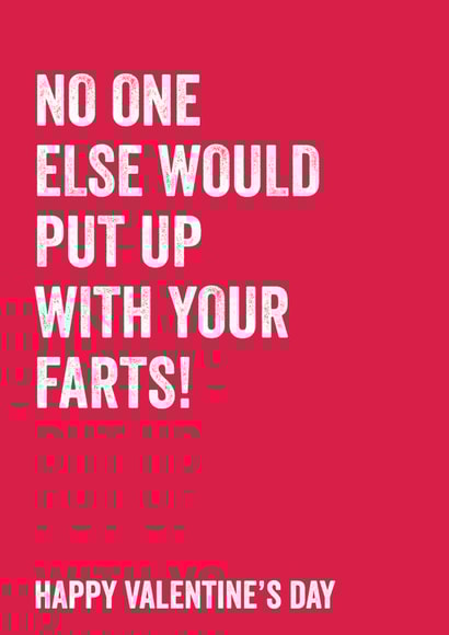 Put Up With Your Farts Valentine's Day Card created by Filthy Sentiments