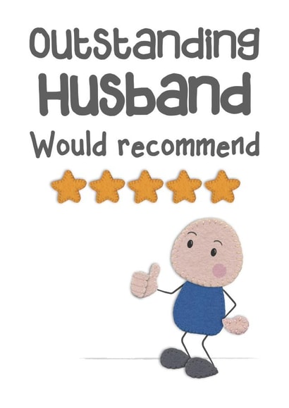 Cute Felt 5 Star Review Anniversary Card / Valentines Day Card - Husband - Outstanding Husband Would Recommend created by Presents Felt