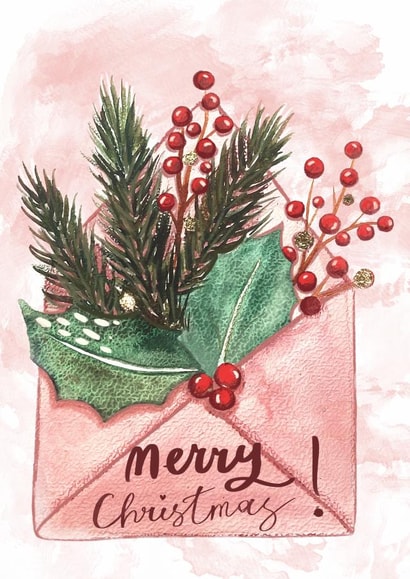 Watercolour Christmas envelope created by Anna Bubnova