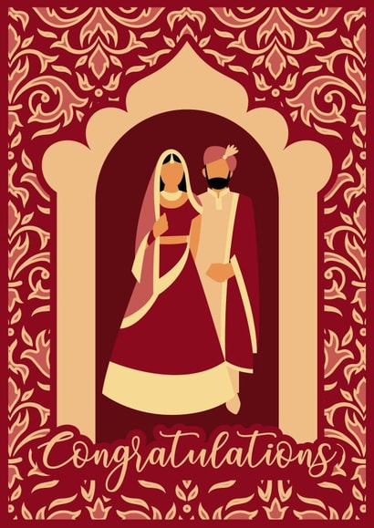 Indian Wedding - Illustrated Congratulations Card created by Twenty3Designs