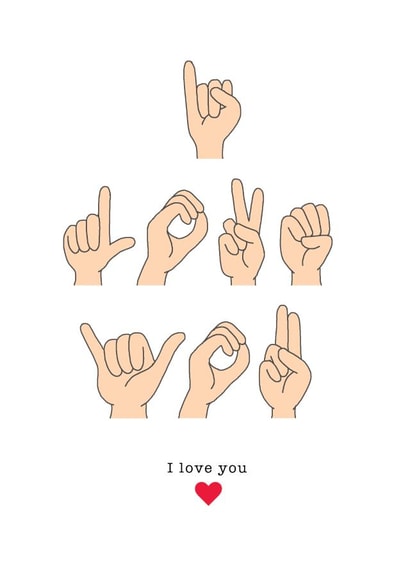 Cute Sign Language Anniversary Card / Valentines Day Card - I Love You created by Eskimo Kiss Designs