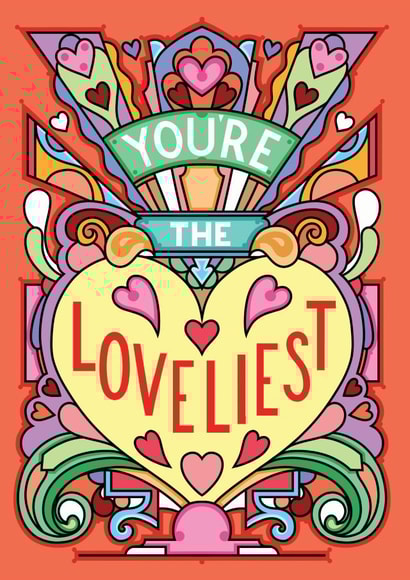 Pretty Anniversary Card / Valentines Day Card / Birthday Card - Hearts - You're The Loveliest created by Rebecca Strickson Ltd