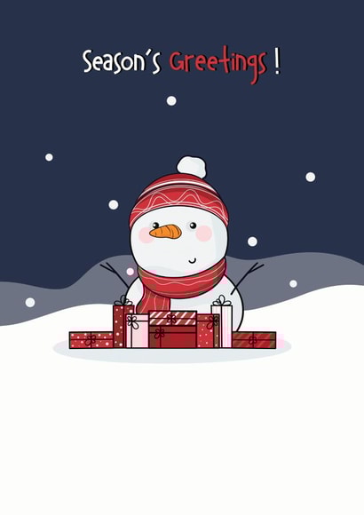 Seasons' Greetings Snowman Card Happy Holidays Card Christmas Card created by CreateDesigns by Shaista Parveen