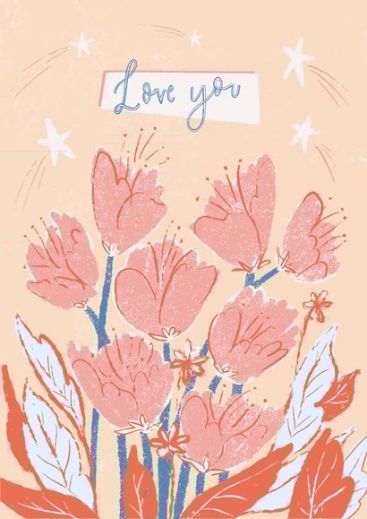 Love you floral bouquet card created by Envy Row