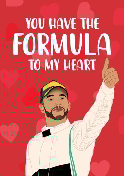 Funny Formula 1 Valentines Day card - Lewis Hamilton created by The Cake Thief