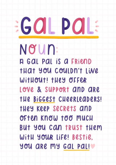 Gal Pal definition card for Galentine's created by Joanne Hawker