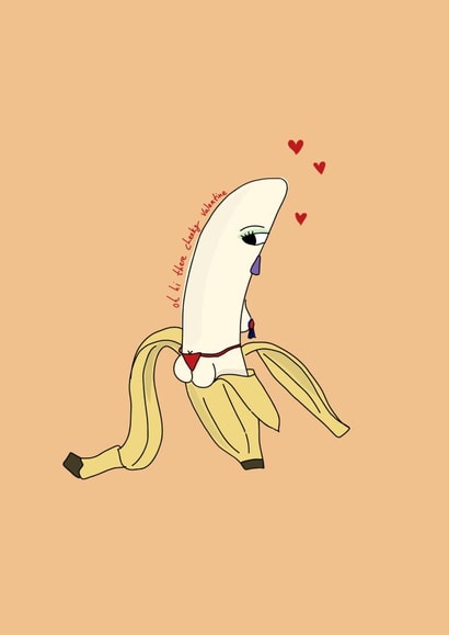 Cheeky Little Valentine Banana Thong Card - Naughty Food created by Eat the Moon