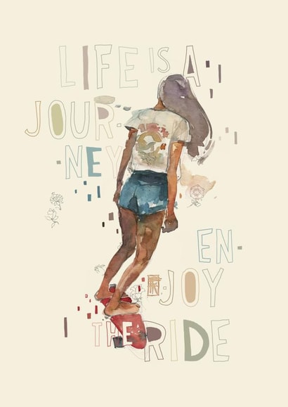 Birthday card with skateboarding girl created by Podessto