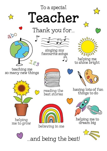 Teacher thank you card created by L M Designs and Prints