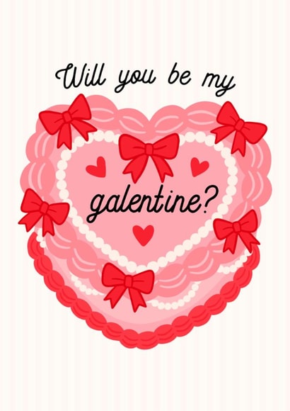 Valentine's Day Card For Bestie - Pink Bow Cake - Will You Be My Galentine? created by Studio Doodles