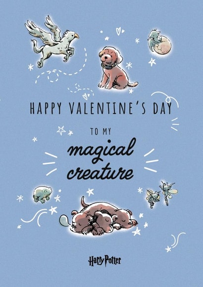 Cute and Funny Valentine's Card - Magical Creature Illustration - Harry Potter created by Cardology