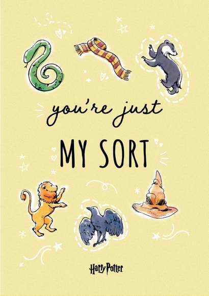 Cute Valentine's Card - You're Just My Sort - Houses - Harry Potter created by Cardology
