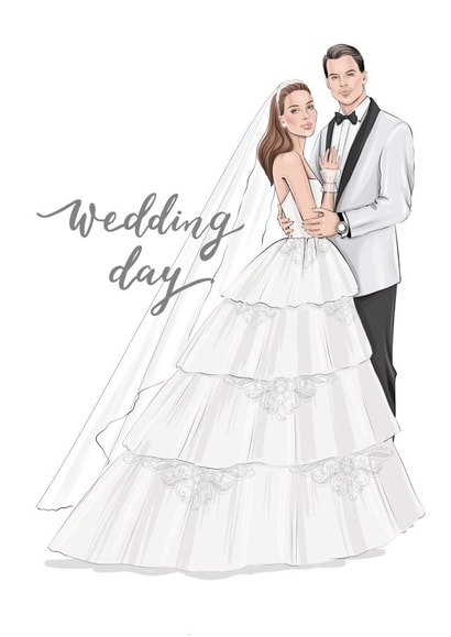 Happy wedding - Cute artistic wedding card created by Darya Malceva