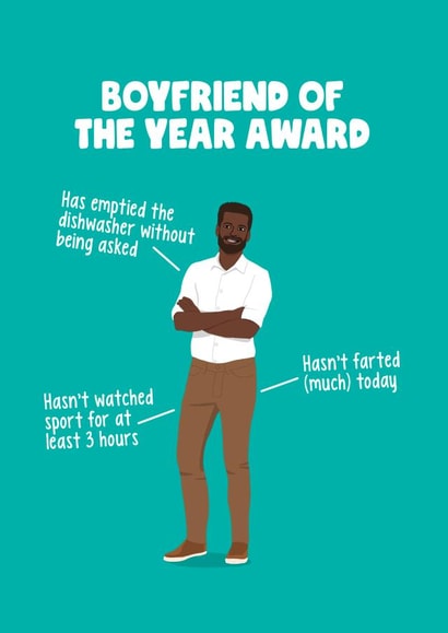 Boyfriend Of The Year Award Valentine's Card 1001 created by Sassy Sarah