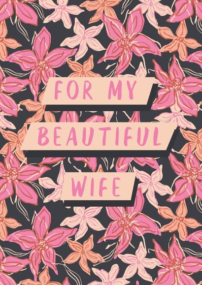 Beautiful wife floral anniversary valentines card created by Kattern Design