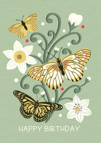Butterflies and flowers birthday card created by Hannah Maria