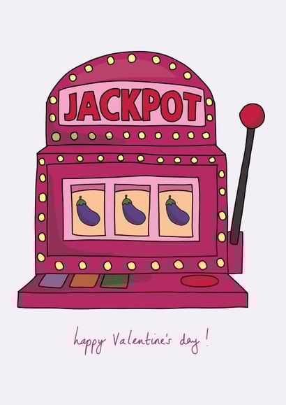 You Hit the Jackpot! - Valentine's Day Card - Eggplant Aubergine Emoji created by Eat the Moon