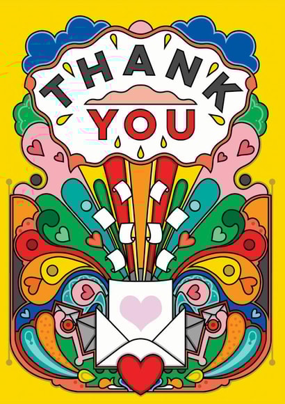 Pretty Thank You Card - Letter - Hearts - Thank You created by Rebecca Strickson Ltd