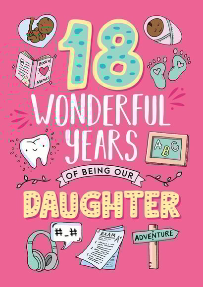 18th Birthday card for Daughter 1002 created by Eskimo Kiss Designs