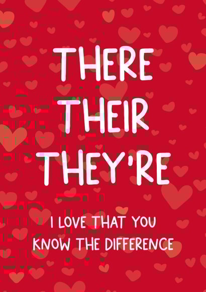 There their they're grammar valentines day card created by Chubby Sparrow