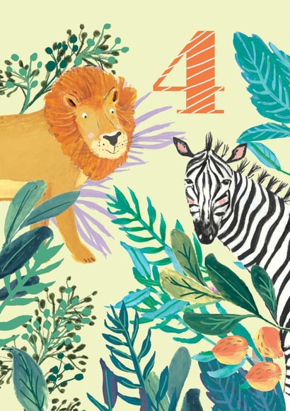 Kids age 4 Jungle Card created by Louise Tiler