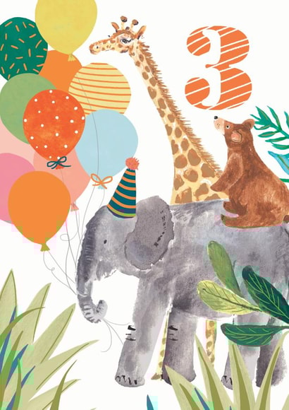 Kids Age 3 Jungle Card created by Louise Tiler