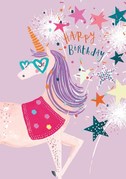 Cute Birthday Card - For Her - Unicorn created by Louise Tiler